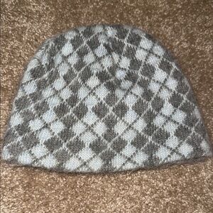 Cozy Gray Argyle Kids Wool Beanie. U